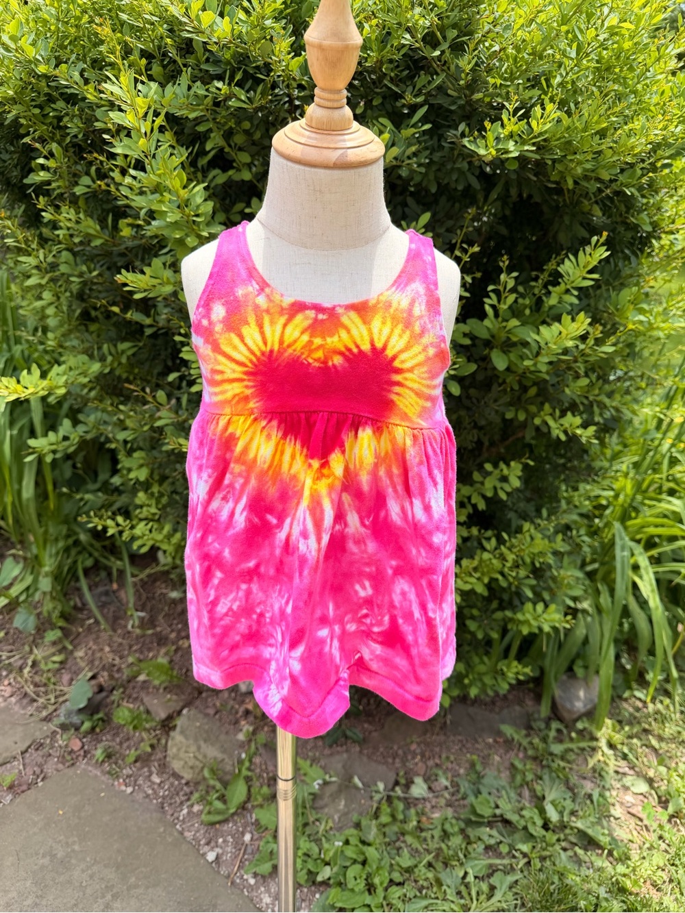 12M Girls Pink & Yellow Tie-Dye Dress